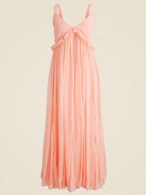 NWT J. Crew Collection Ruffle-trim in Crinkle Cupro A-Line Midi Dress (Size 14)